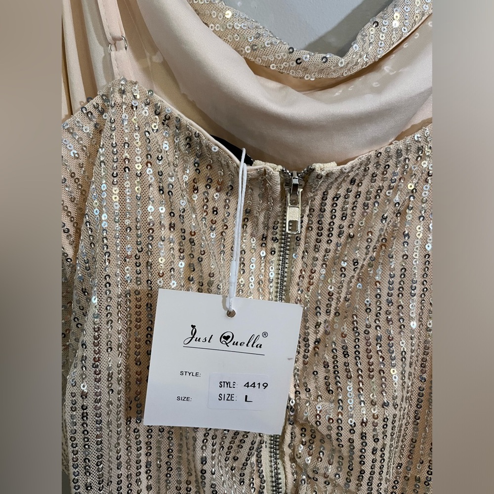 NEW Cowl Neck Sequin Mini Dress - Picture 7 of 11